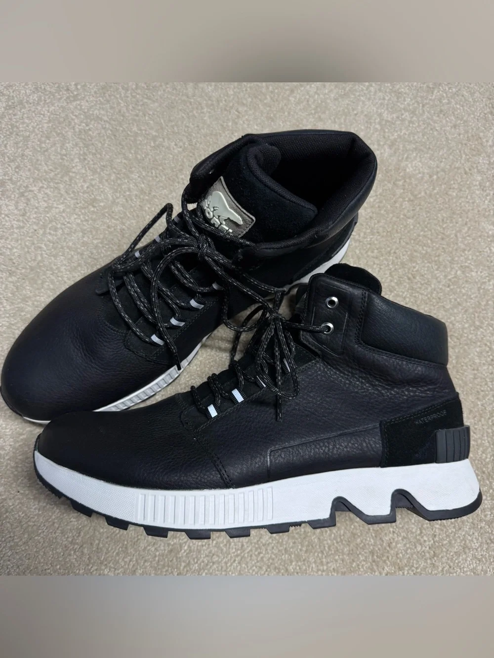 SOREL Mac Hill Lite Mid Waterproof Leather Boots l Mens 14 Black Lace Up Hiking